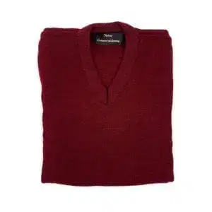 684V V-Neck Plain Pullover Jumpers Wine