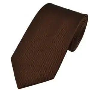 Plain School Tie Brown (Long)