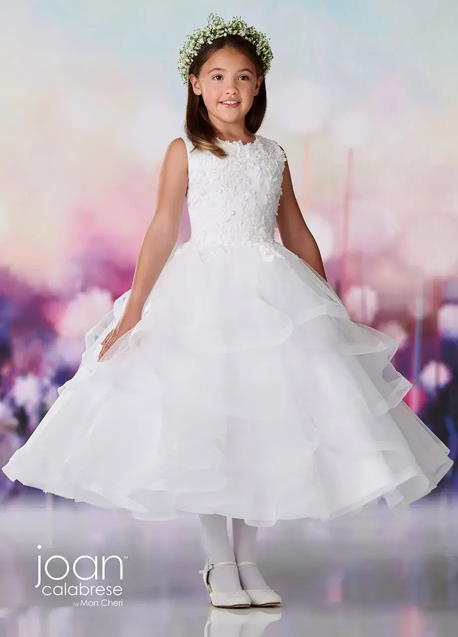 Girl in tiered white gown