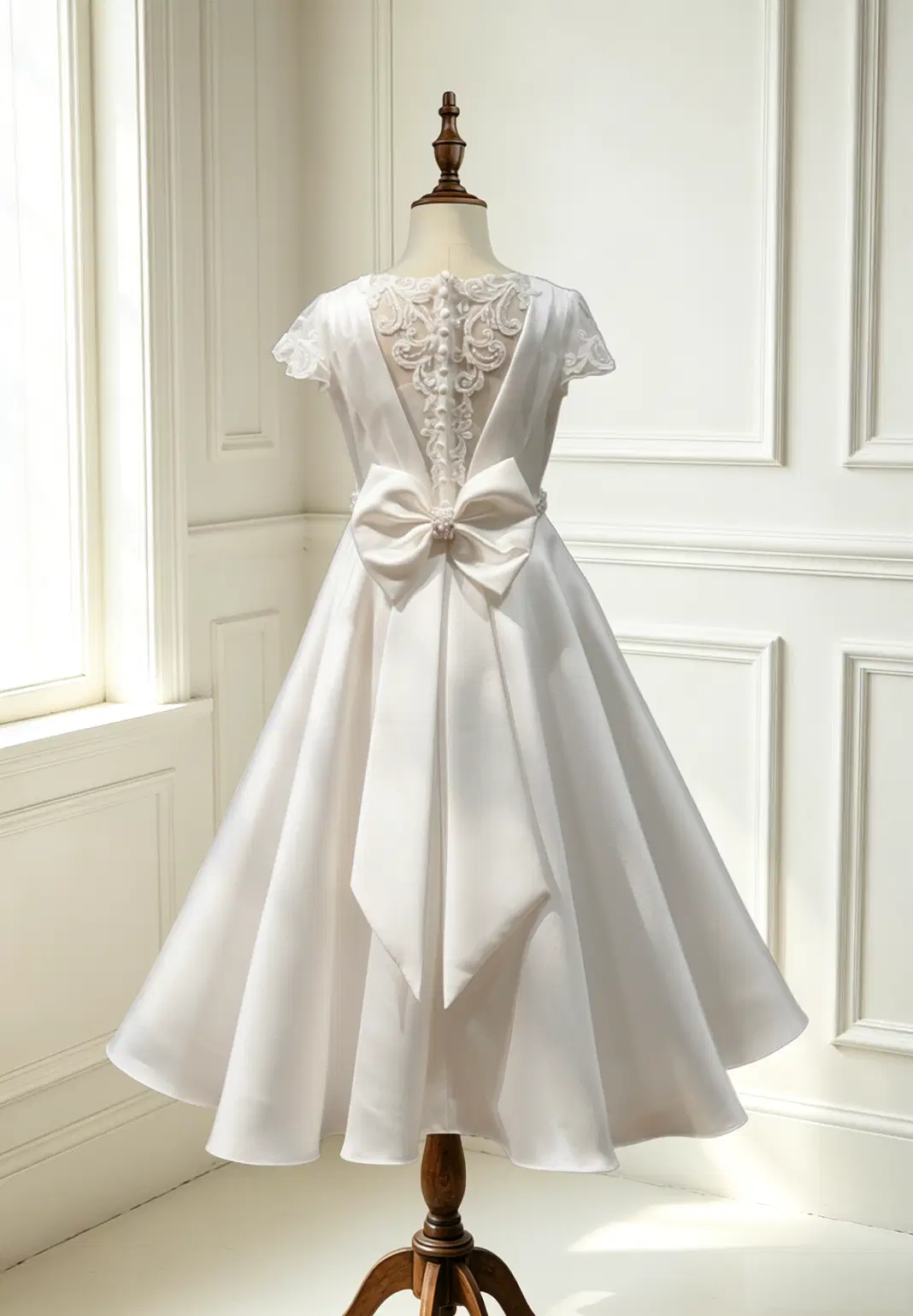Girl in tiered white gown