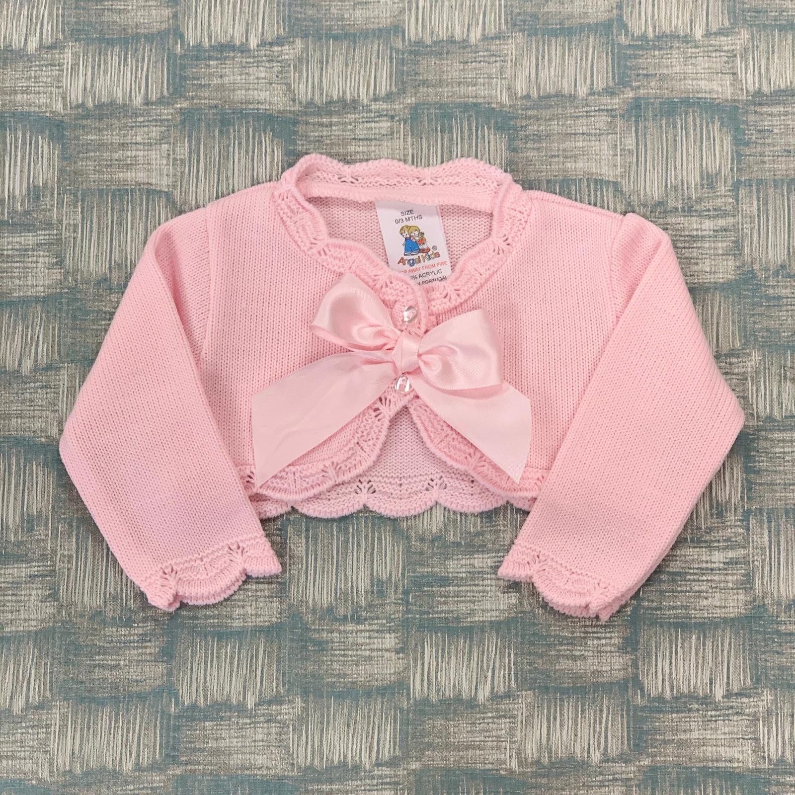 LS ANGEL KIDS PINK BOW CARDI