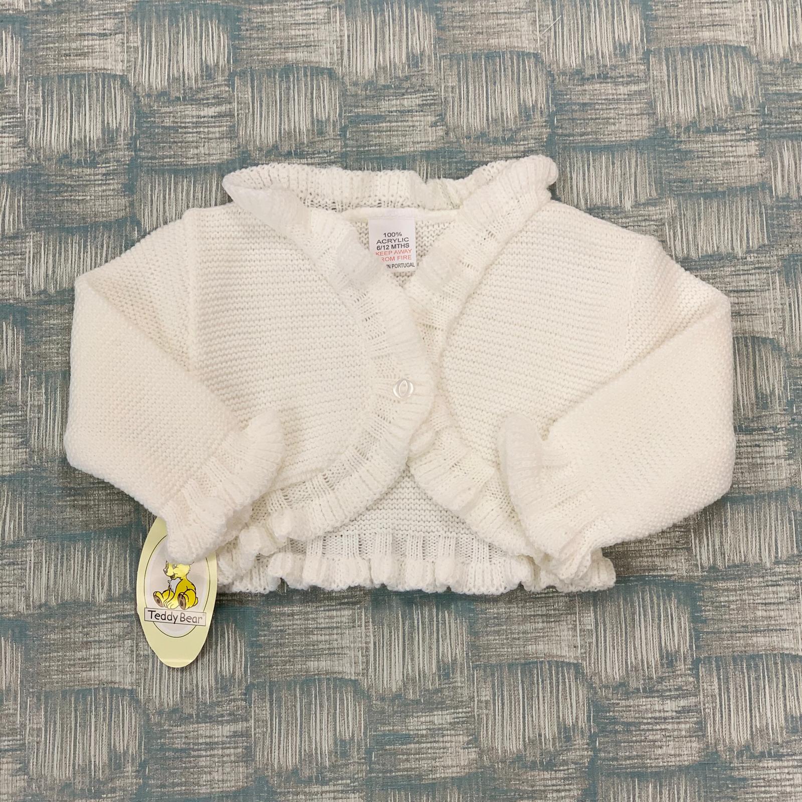 Teddy Bear White Baby Knitted Bolero