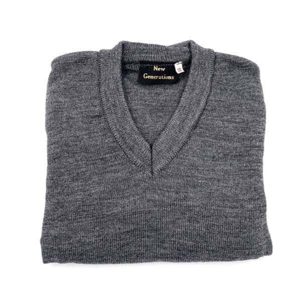 684V V-Neck Plain Pullover Jumpers Grey