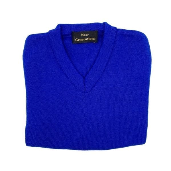 684V V-Neck Plain Pullover Jumpers Royal Blue