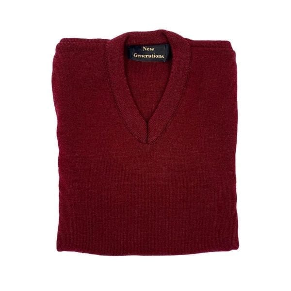 684V V-Neck Plain Pullover Jumpers Wine