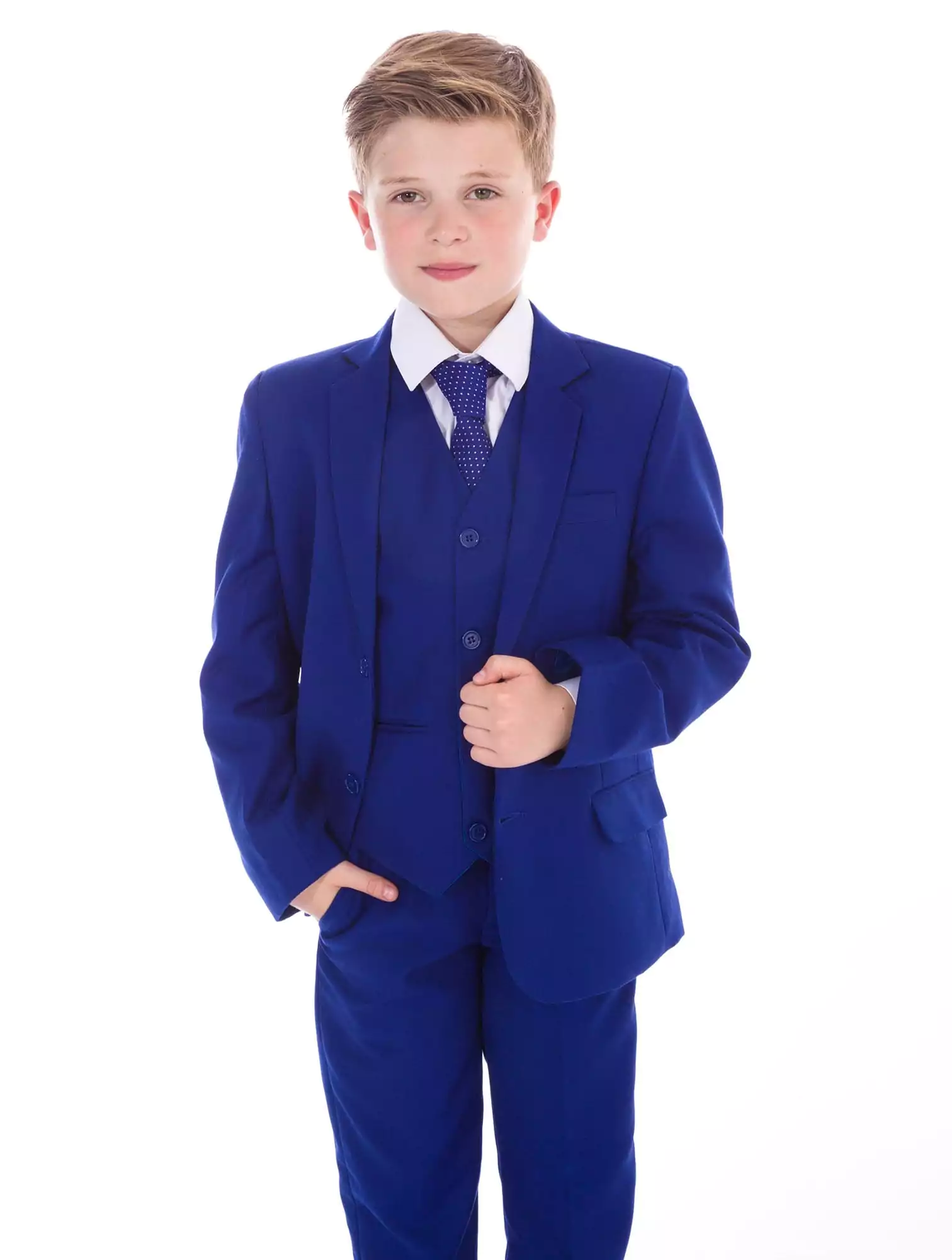 Boy in royal blue suit