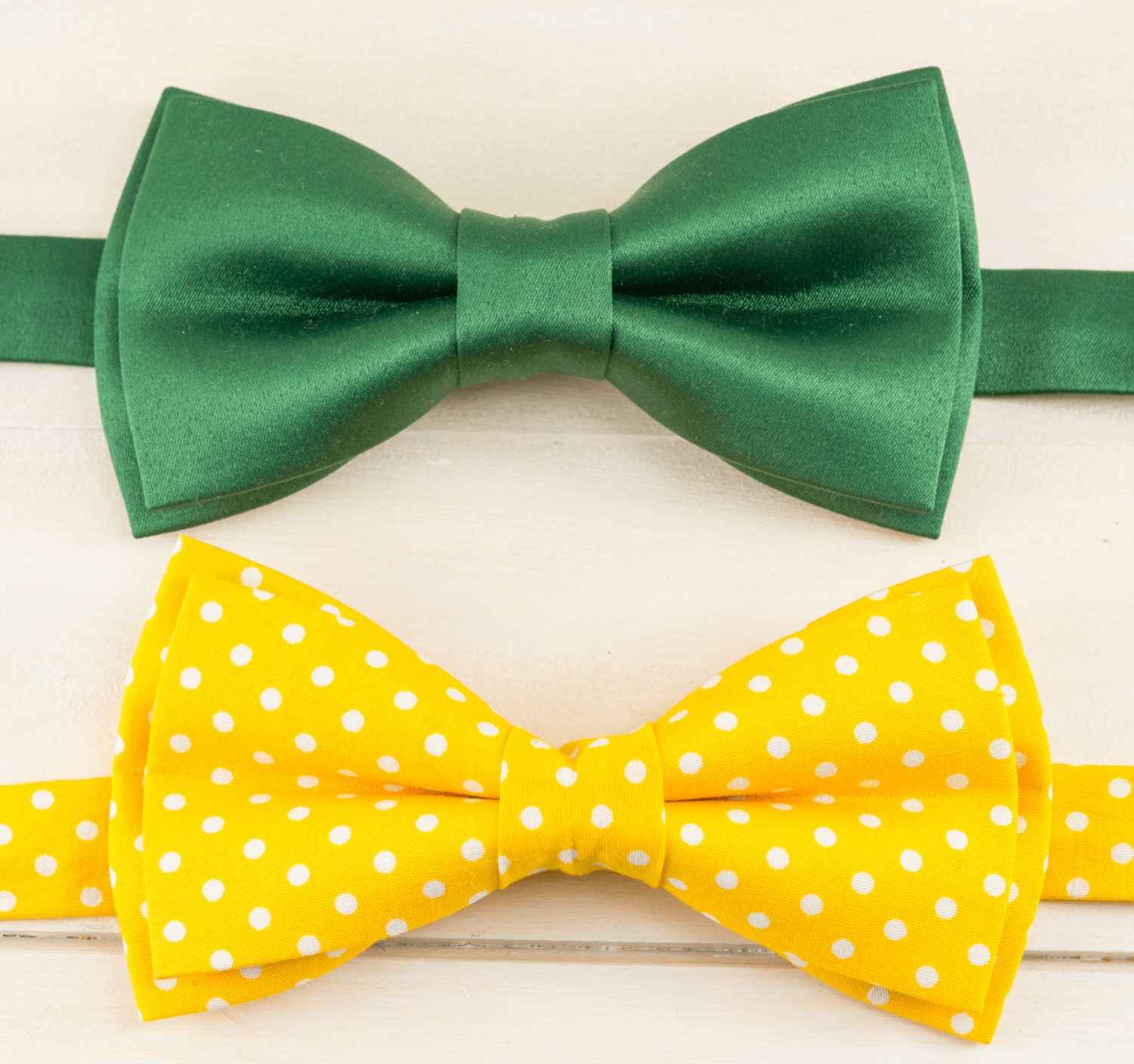 Green and yellow bow ties