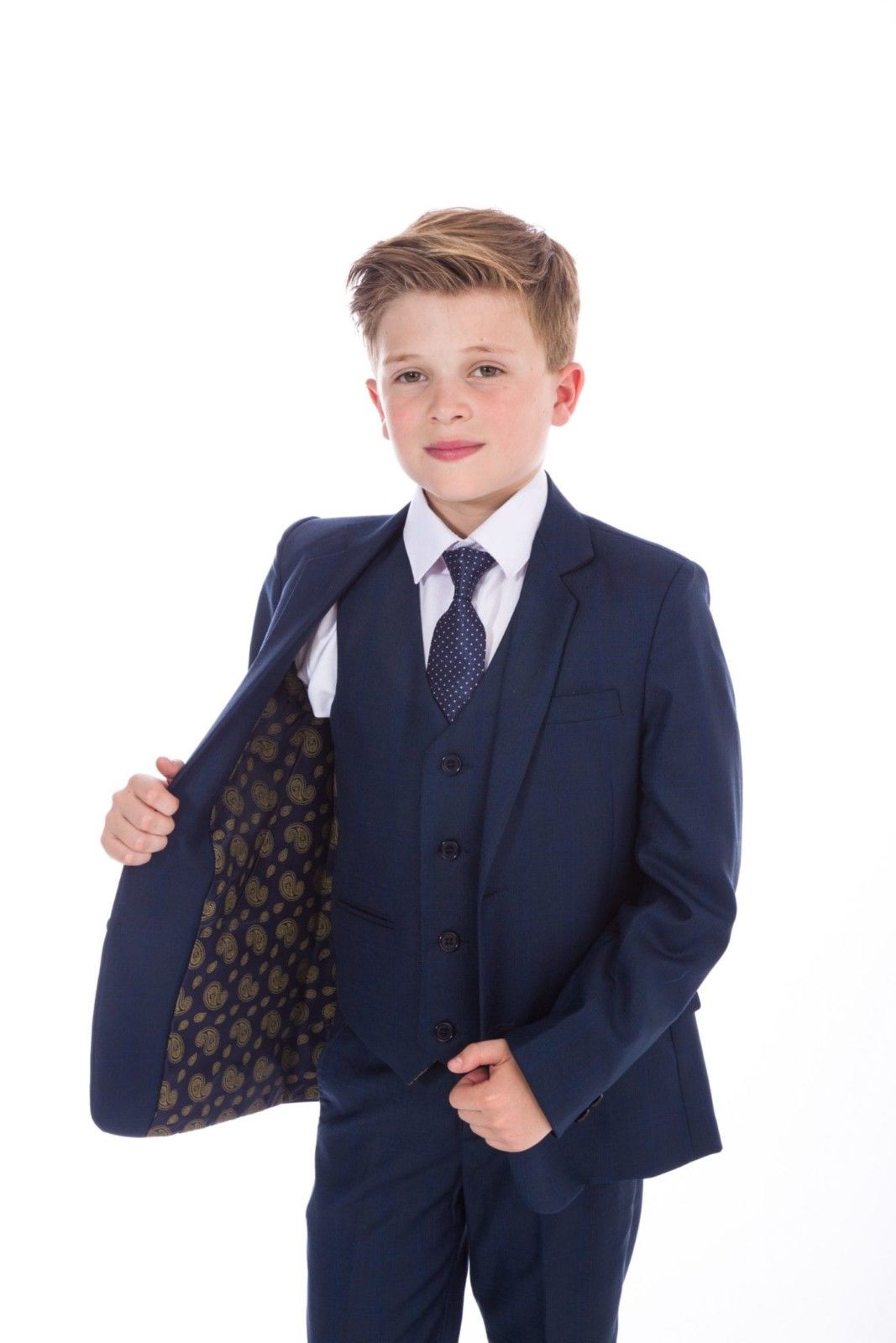 Child in blue suit