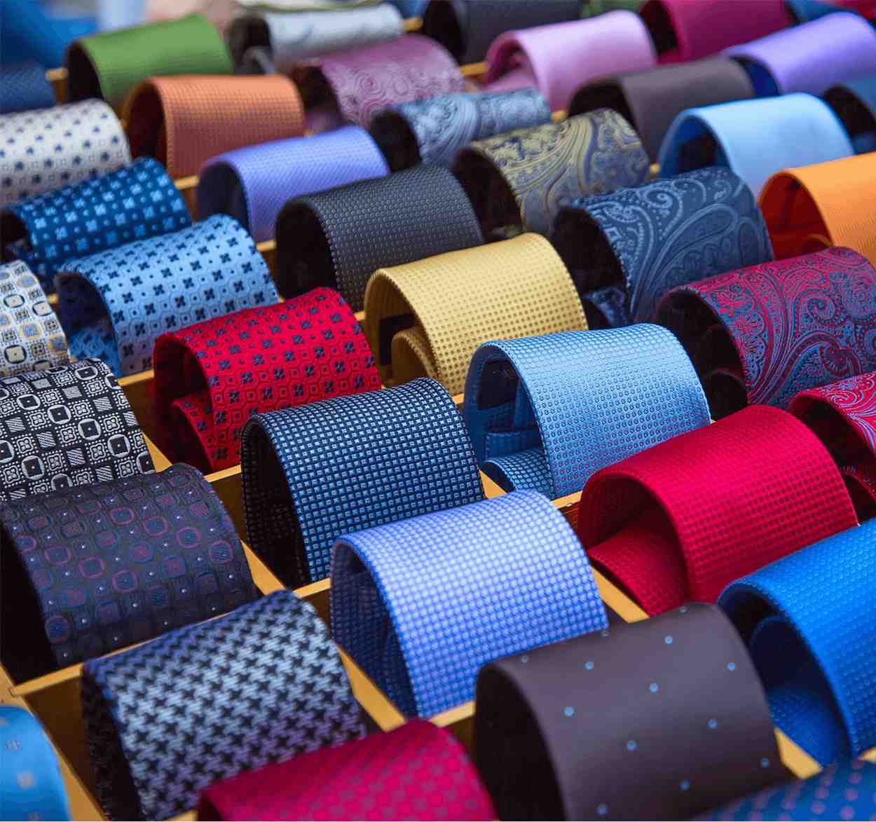 Colourful ties display