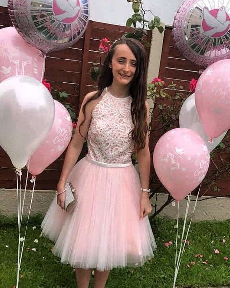 Girl in pink dress