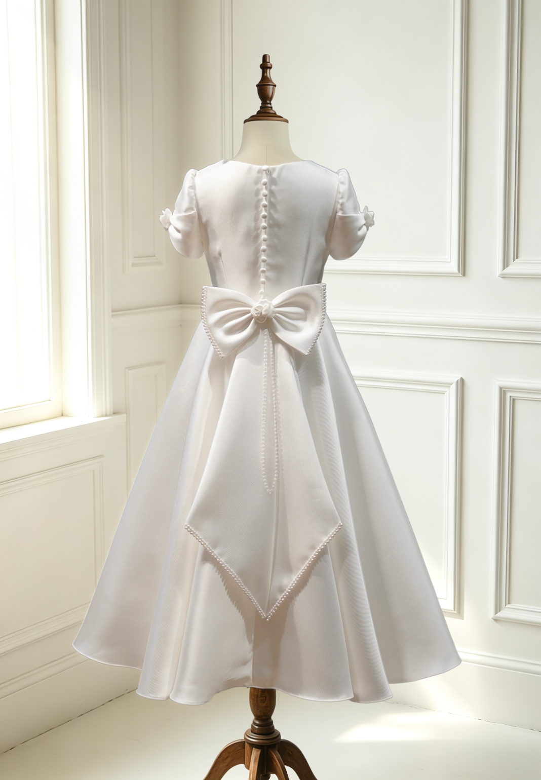 Girl in tiered white gown