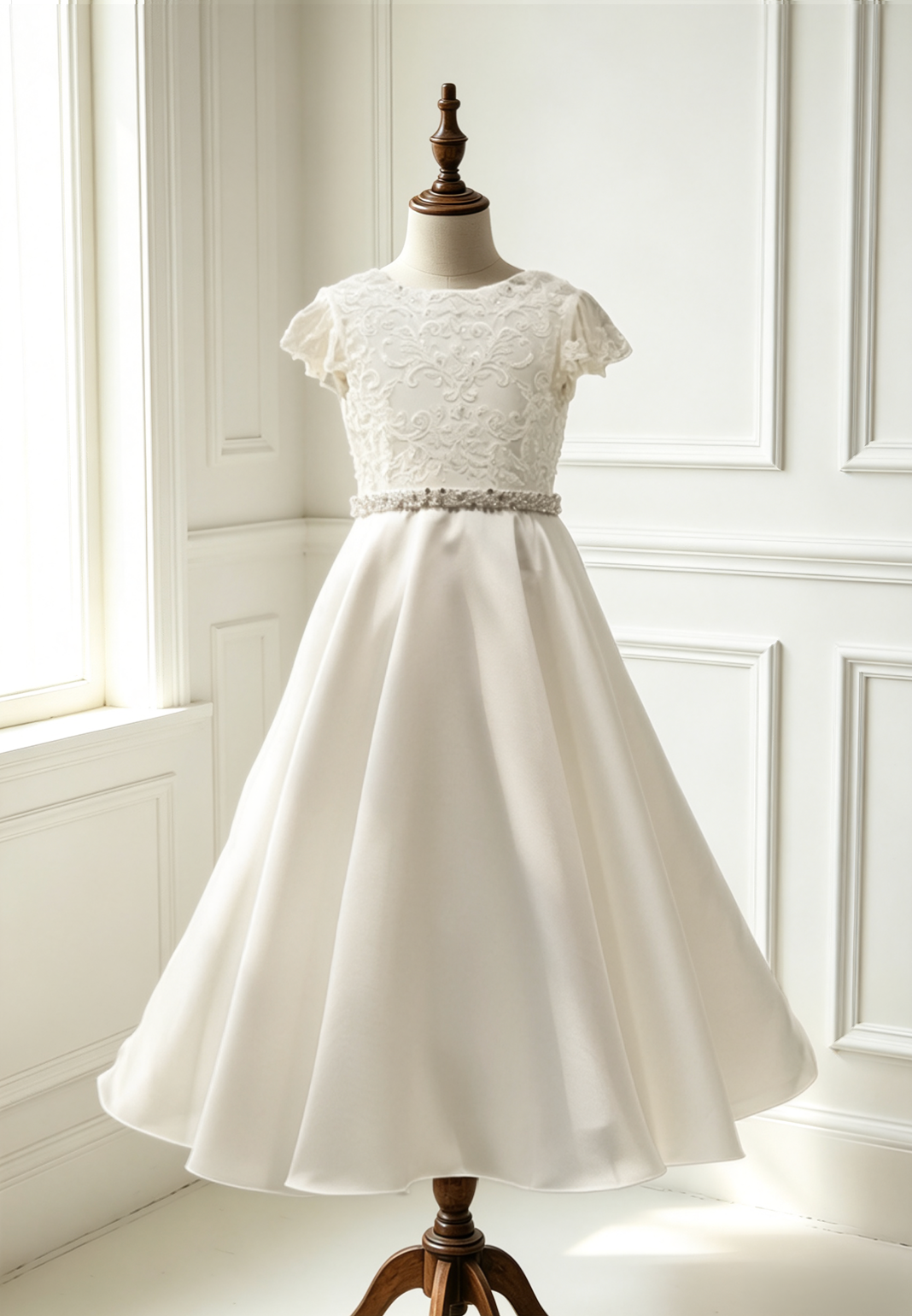Girl in tiered white gown